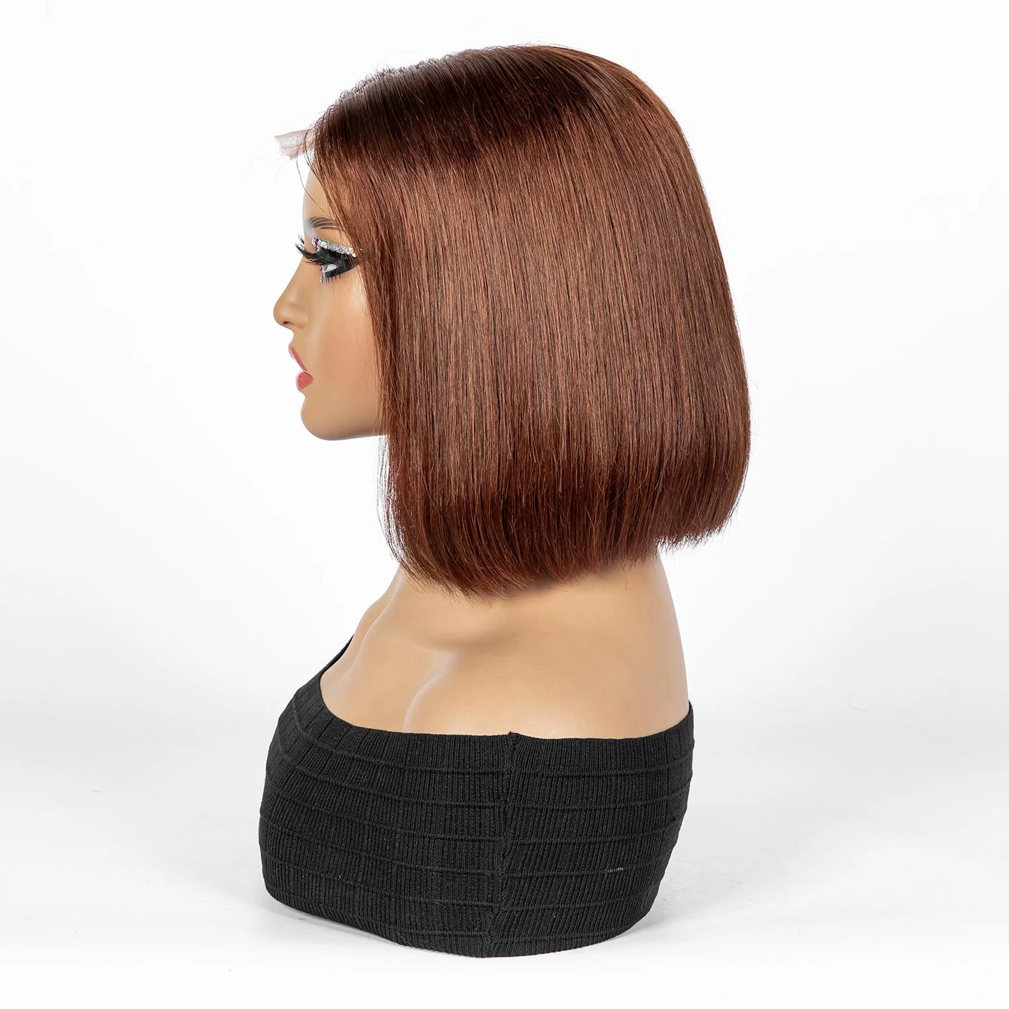 Perruque Bob courte droite colorée – cheveux humains 100%, dentelle 2x6 transparente, densité 250%
