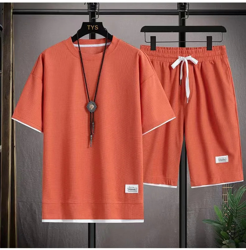 Ensemble sport homme 2 pièces – Fitness, course, manches courtes, séchage rapide, été, confortable