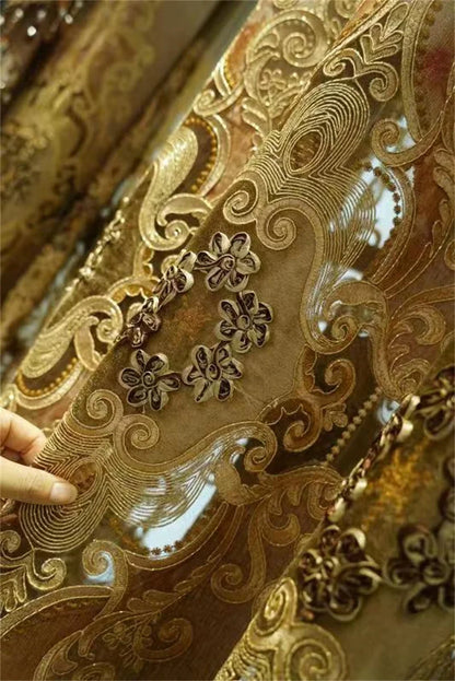 Rideau Brodé Luxe – Chenille, Style Européen, Avec Cantonnière .