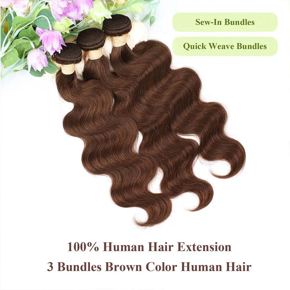 Paquets Cheveux Humains Body Wave Brun Couleur 4
