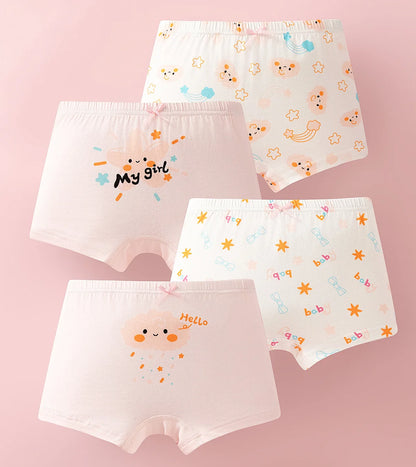 Lot 4 pièces culottes coton fille – Motifs dessin animé doux et confortables