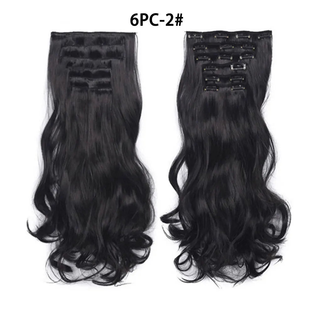 Extensions synthétiques clips - Ondulées bouclées 22'' brun foncé