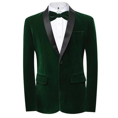 Blazer homme Slim Fit velours doré, un bouton, bleu/rouge/vert – Soirée & mariage .
