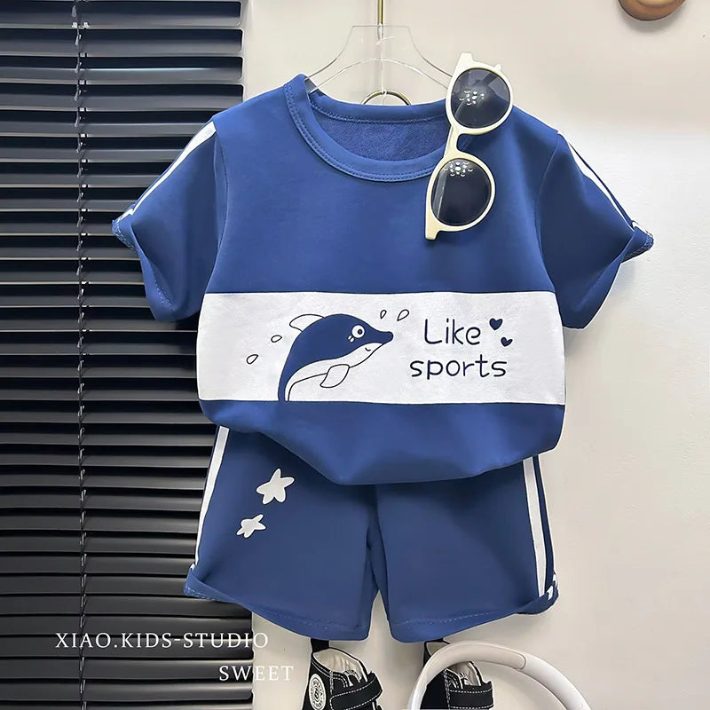 Vêtements bébé et enfants assortis – Costume rayé T-shirt et shorts manches courtes