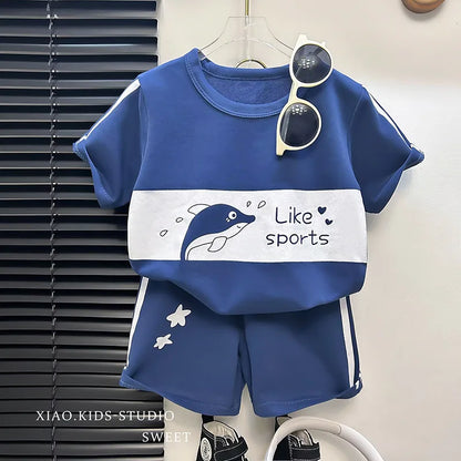 Vêtements bébé et enfants assortis – Costume rayé T-shirt et shorts manches courtes