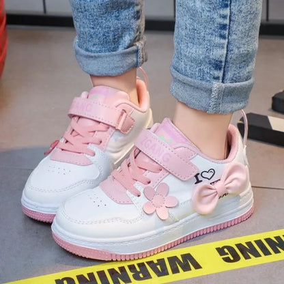 Chaussures bateau fleurs enfant, baskets princesse à nœud, sport décontracté printemps-automne