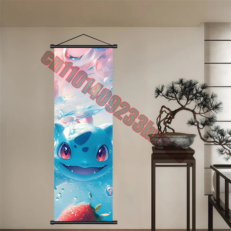 Peinture artistique Pokémon classique japonais – Pikachu, Gengar, Mewtwo – Décoration murale chambre à coucher haute qualité
