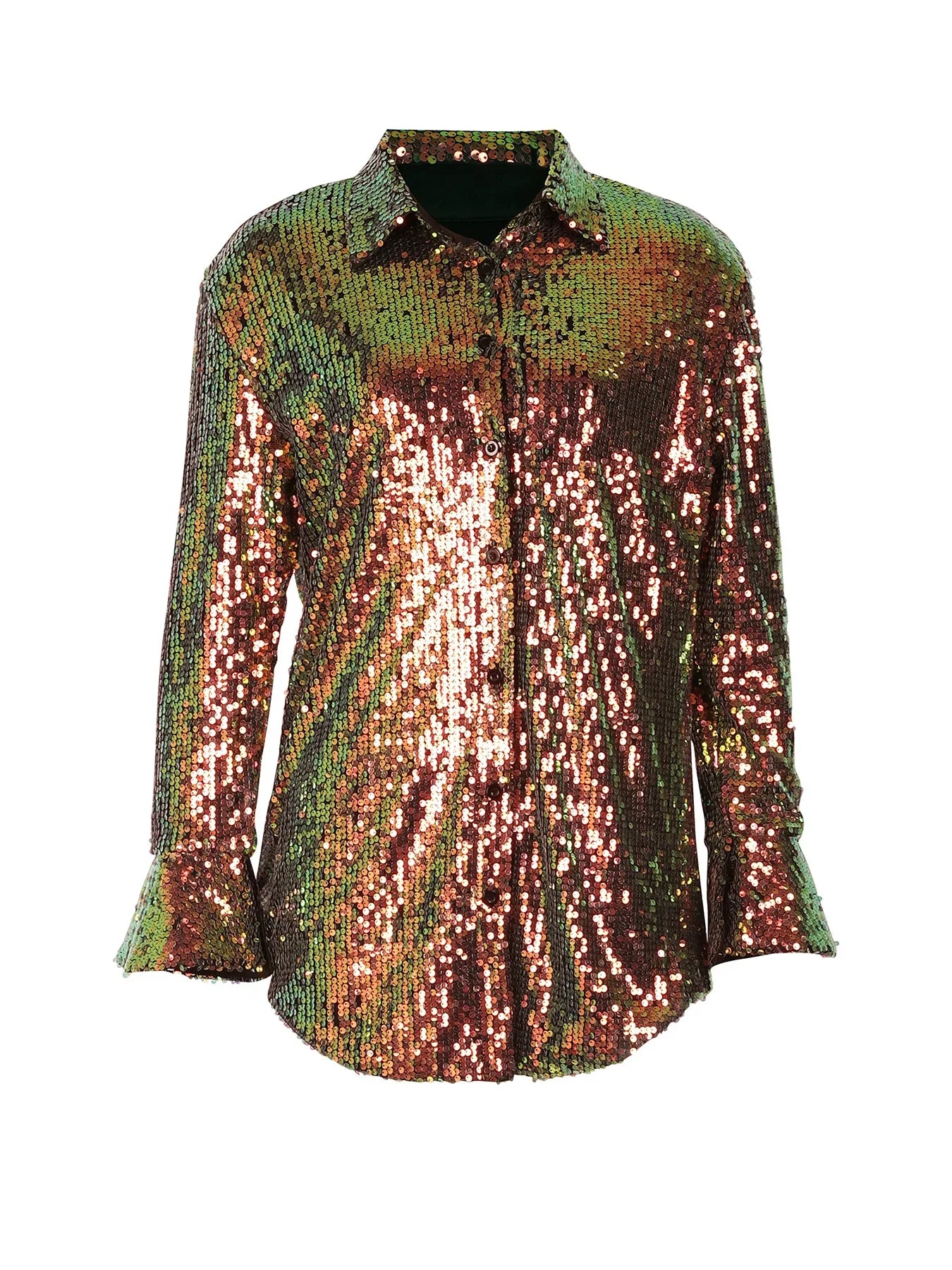Chemise femme à paillettes, couleurs vives, style européen/américain .
