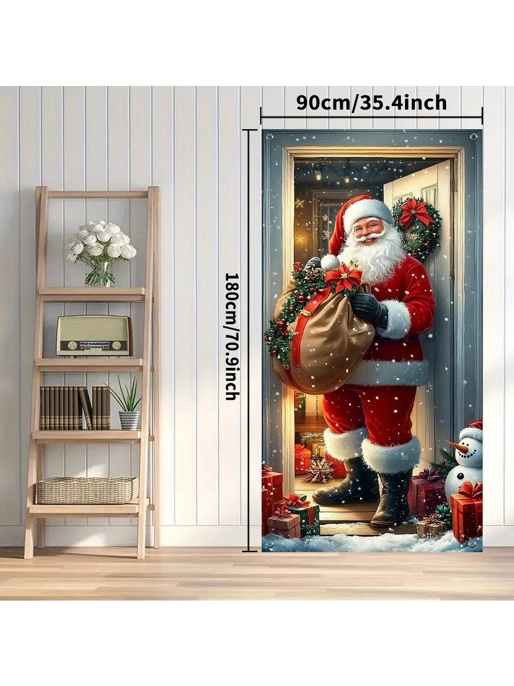 Décoration de Porte Noël – Housse Père Noël et Snowman