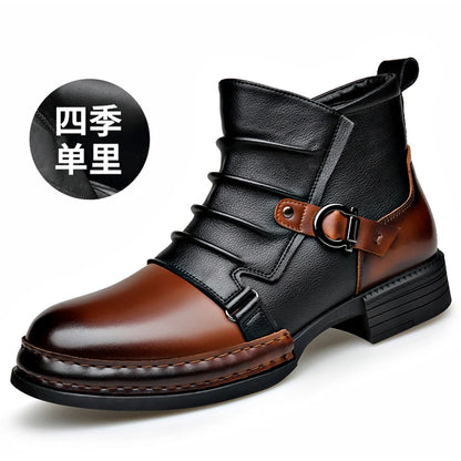 StephanBoots - Bottes basses rétro homme cuir peluche hiver