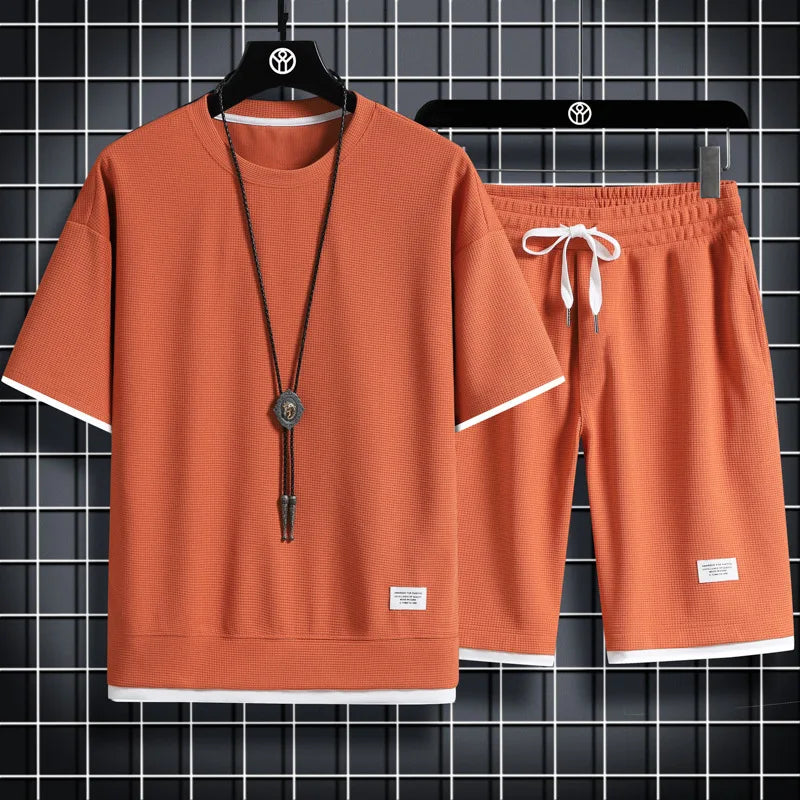 Ensemble sport homme 2 pièces – Fitness, course, manches courtes, séchage rapide, été, confortable