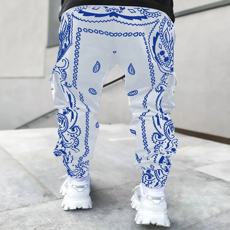 Pantalon Cargo Homme Imprimé Tendance, Coupe Ample, Mode Streetwear 4 Saisons.