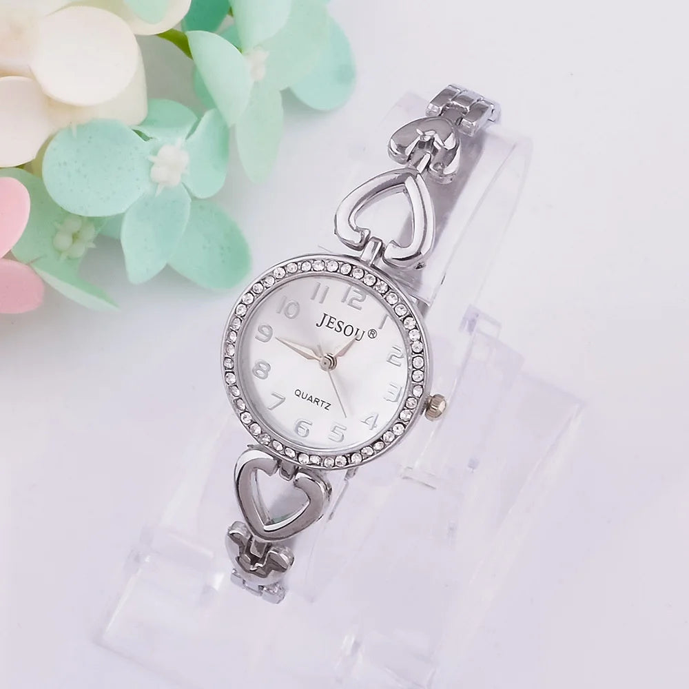 Bijoux femme coffret – Montre quartz + bracelet, collier, bague, boucles d’oreilles, or et argent