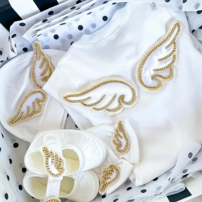 Barboteuse Bébé Jetable avec Nom, Ailes d'Ange, Sortie de Maternité .