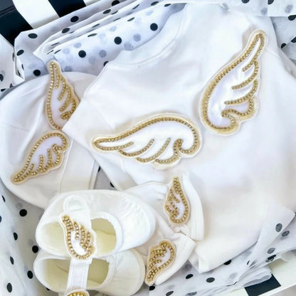 Barboteuse Bébé Jetable avec Nom, Ailes d'Ange, Sortie de Maternité .