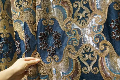 Rideau Brodé Luxe – Chenille, Style Européen, Avec Cantonnière .