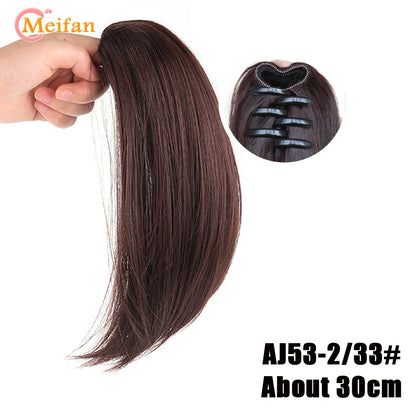 MEIFAN Short Synthetic Ponytail, Natural Claw Clip, Heat Resistant Hair.