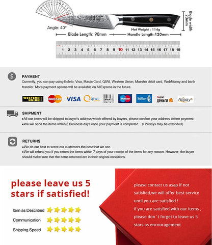 Couteau de cuisine professionnel F.YOUNG – acier Damas, chef japonais & sashimi