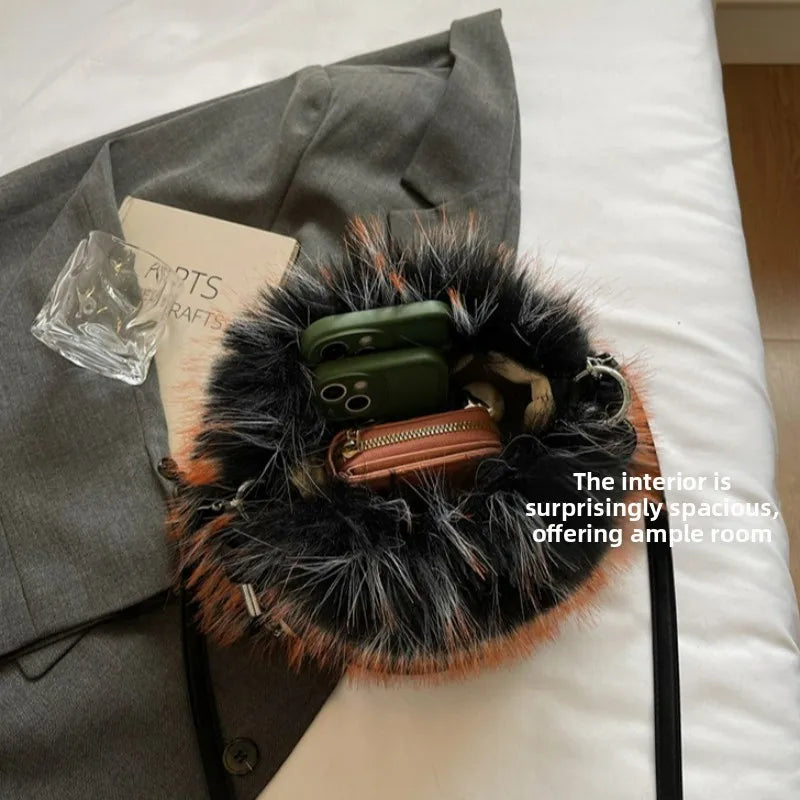 Sac bandoulière femme – Moelleux, couleur dégradée, boucle, mignon, automne hiver, fashion