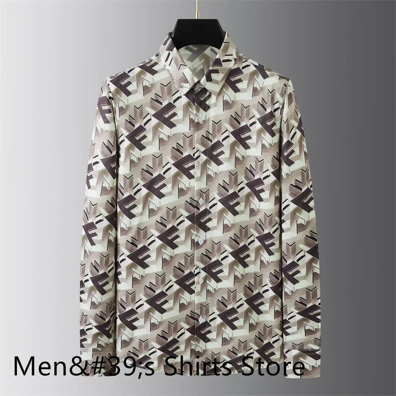 Chemise de luxe imprimée rétro pour hommes .