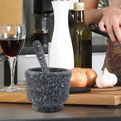 Ensemble mortier et pilon granit à grande bouche, bol portable pour épices et pesto, diamètre 17 cm