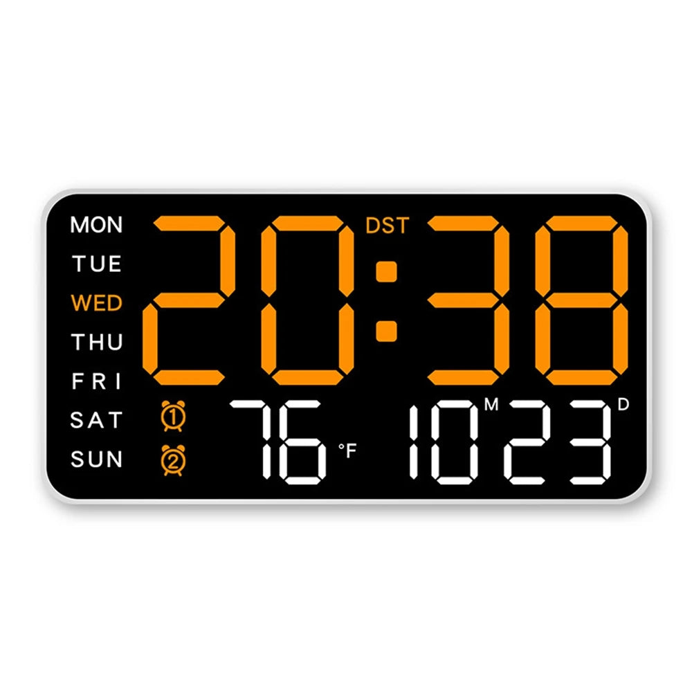 Horloge électronique murale LED – Heure, température, date, semaine, réveil, luminosité ajustable, commande vocale