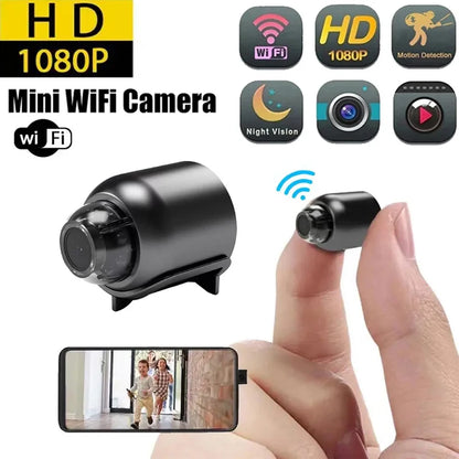 Mini Caméra WiFi 1080P Full HD, Vision Nocturne, AI Détection Humaine, Audio Vidéo Sécurité .