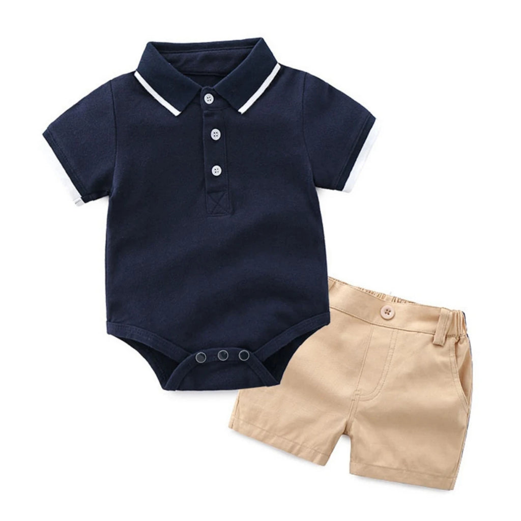 Ensemble 2 pièces bébé garçon – Coton, manches courtes, short avec poche, 9-36 mois