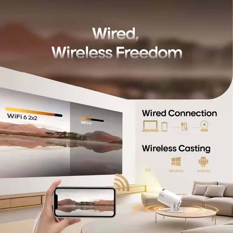 Mini Projecteur DEYSIN HY300 Plus – 4K, Android, WiFi, LED