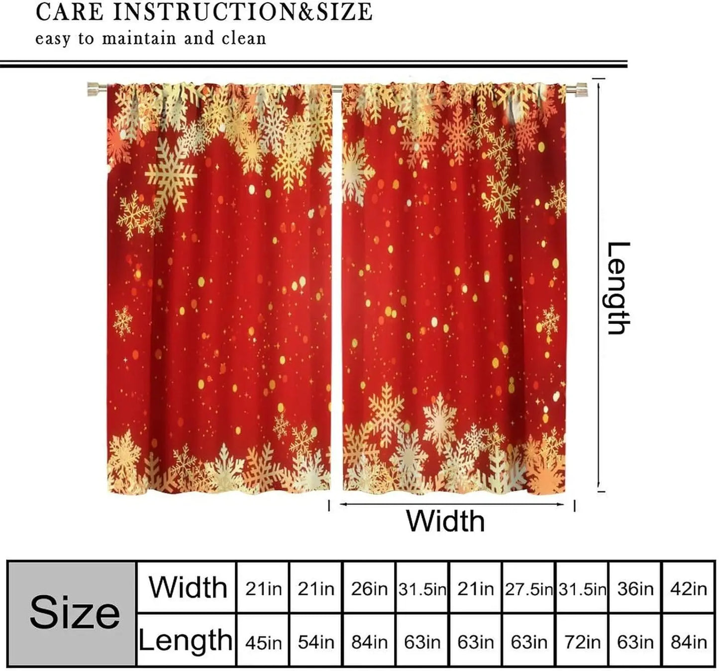 Rideaux Noël luxe flocons neige feuille d'or