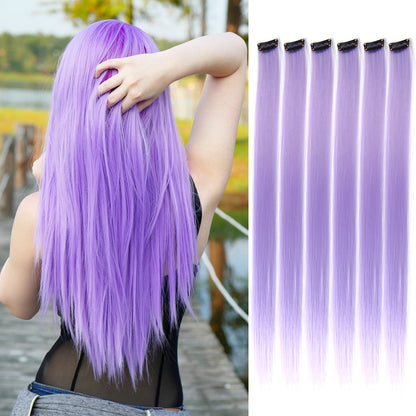 Extensions capillaires synthétiques à reflets colorés pour filles, postiches lisses multicolores de 22 pouces, 6 pièces/paquet