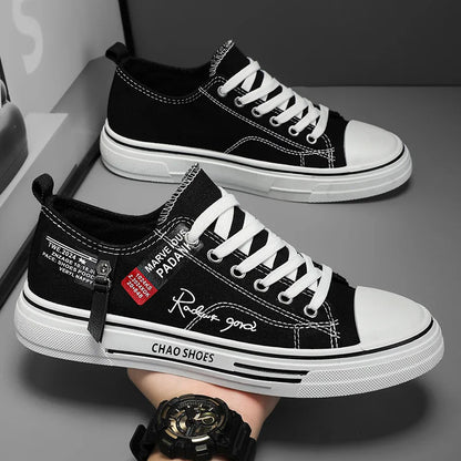 Chaussures Sport Homme Toile Respirante, Sneaker Basses Noires, Style Tendance .