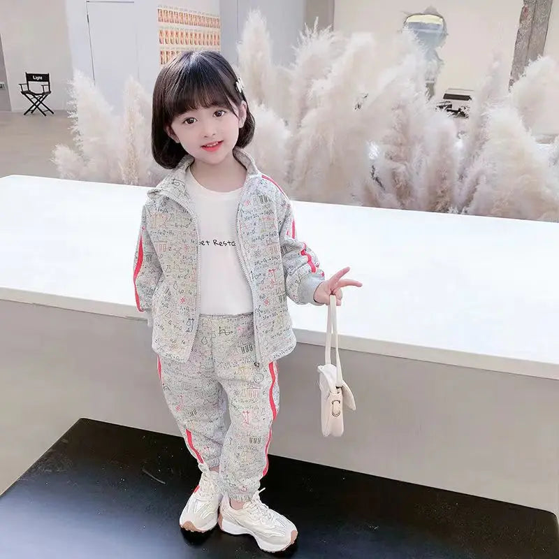 Tenue 2 pièces fille – Survêtement veste zippée et pantalon, 2‑8 ans