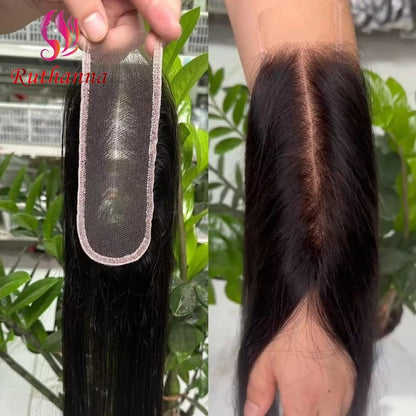 Fermeture dentelle transparente 2x6, cheveux doux brésiliens