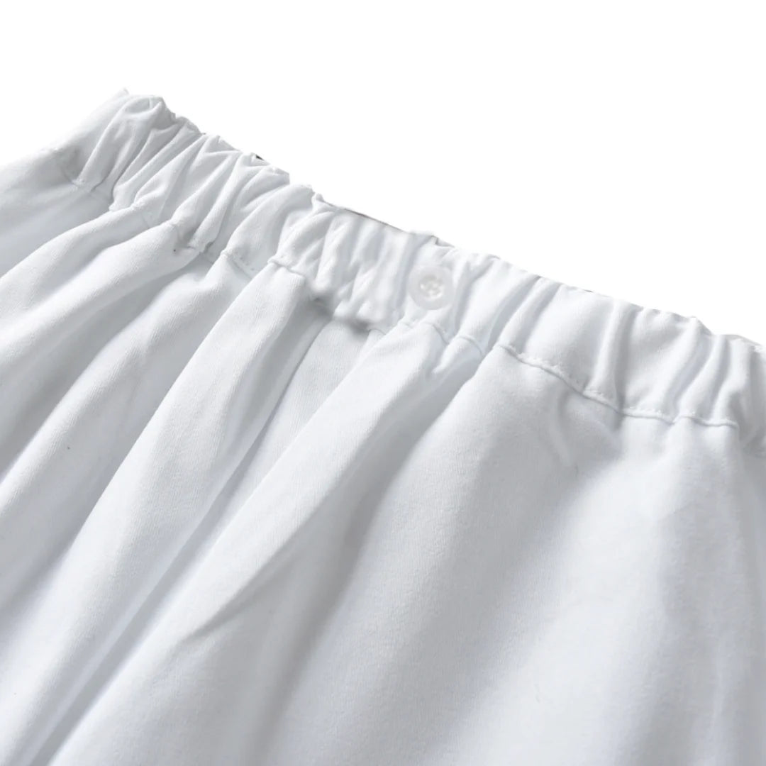 Costume blanc garçon – Baptême, mariage, chemise, pantalon à bretelles, 1-6 ans