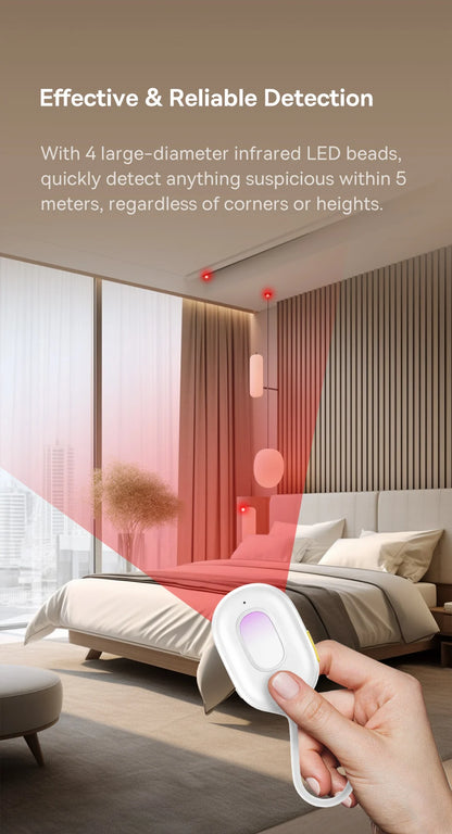 Détecteur de caméras cachées – intelligent, alarme sécurité, rechargeable