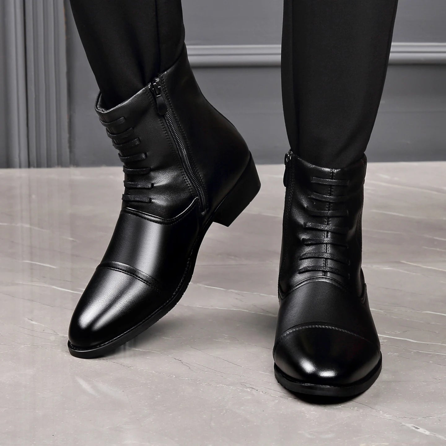 Bottes Chelsea homme cuir hiver - velours thermique, doublure coton