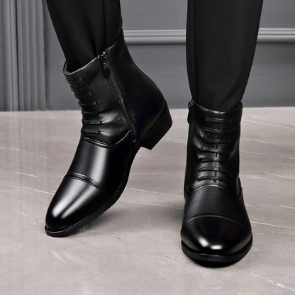 Bottes Chelsea homme cuir hiver - velours thermique, doublure coton