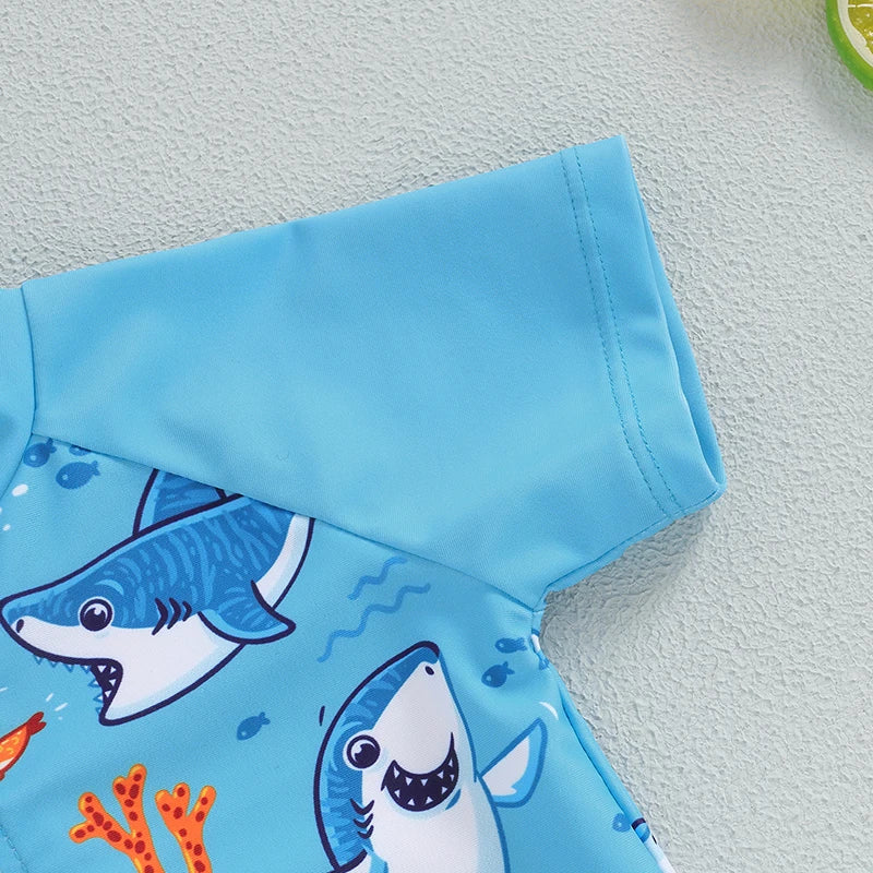 Ensemble maillot de bain été bébé garçon – anti‑UV, haut manches courtes, short et chapeau