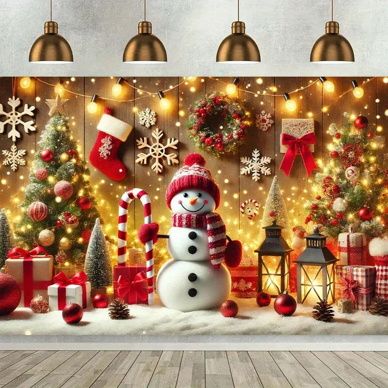 Bannière de Noël Flocon de Neige – Décor Mural Polyester