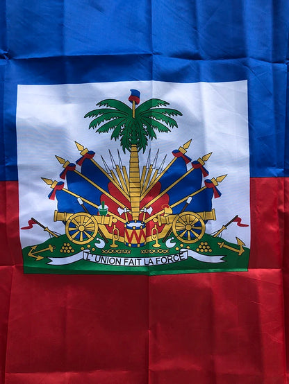 Drapeau Haïti 90x150cm – Polyester Résistant, Double Face, Bleu Rouge