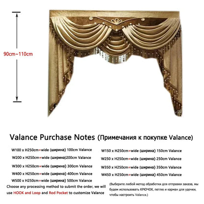 Rideau Brodé Luxe – Chenille, Style Européen, Avec Cantonnière .