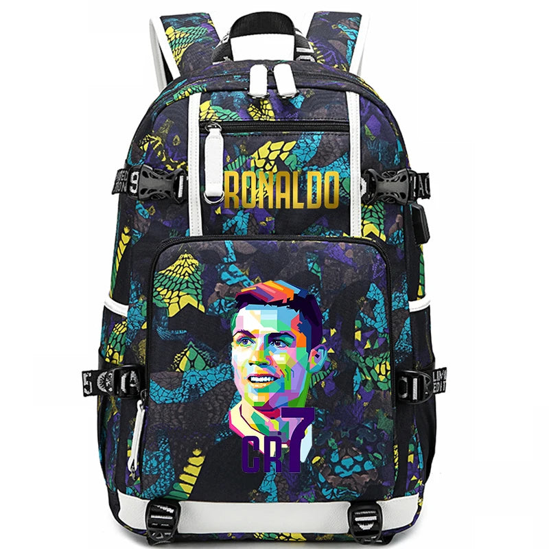 Sac d'école imprimé Ronaldo pour enfants, sac à dos pour étudiant, sac de voyage extérieur.