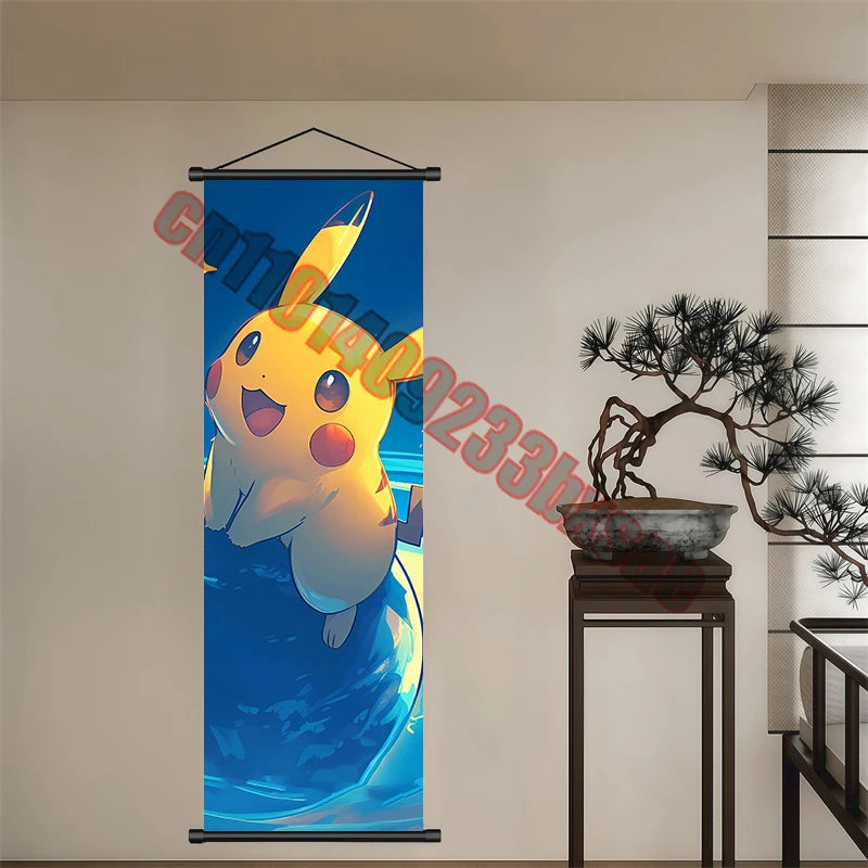 Peinture artistique Pokémon classique japonais – Pikachu, Gengar, Mewtwo – Décoration murale chambre à coucher haute qualité
