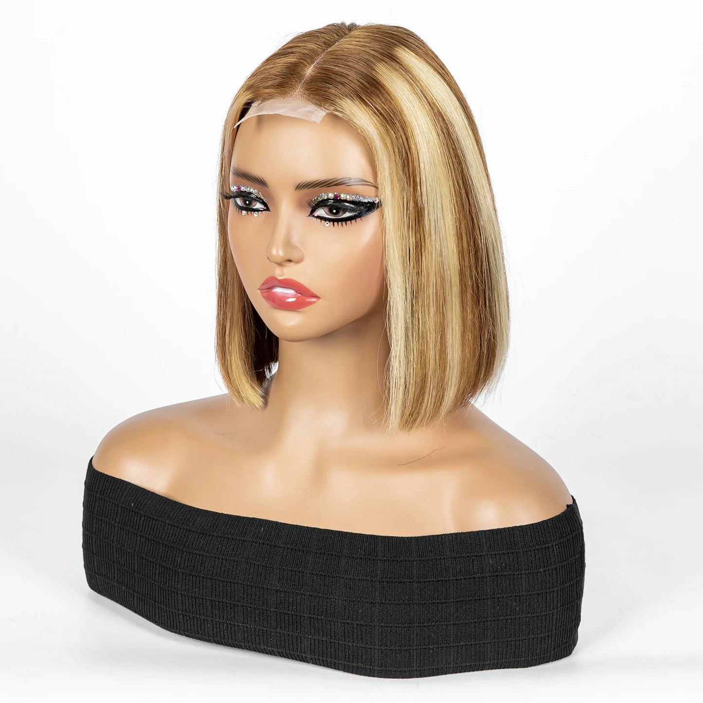 Perruque Bob courte droite colorée – cheveux humains 100%, dentelle 2x6 transparente, densité 250%