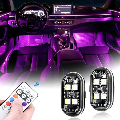Lumières stroboscopiques LED sans fil, lumière d'ambiance de décoration de voiture, lumières Led rechargeables 8 couleurs, voyant d'avertissement Anti-Collision, 2/4 pièces