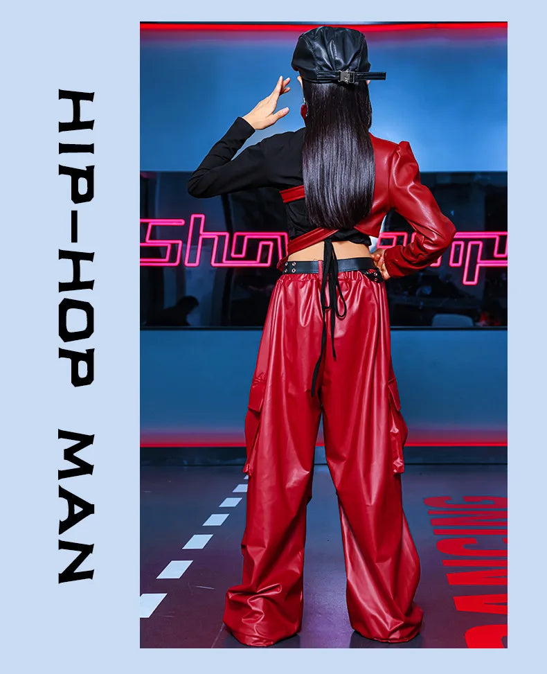 Vêtements Hip Hop Fille, T-shirt Court et Pantalon Cargo .