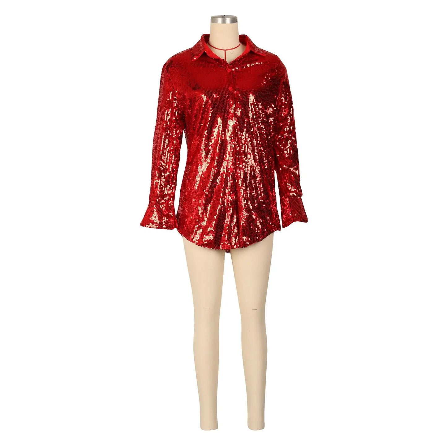 Chemise femme à paillettes, couleurs vives, style européen/américain .