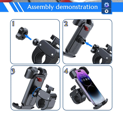 Support de téléphone universel pour moto, vélo et scooter – fixation guidon rapide, 4.7‑7"