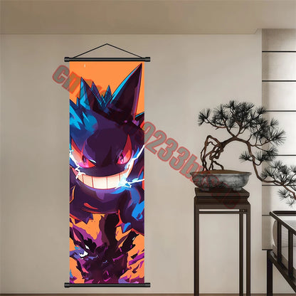 Peinture artistique Pokémon classique japonais – Pikachu, Gengar, Mewtwo – Décoration murale chambre à coucher haute qualité